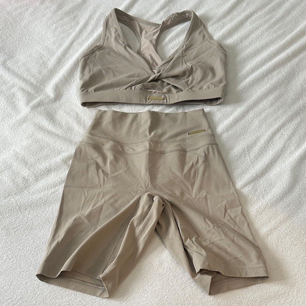 Gymshark Whitney Simmons Mink Athletic Set.